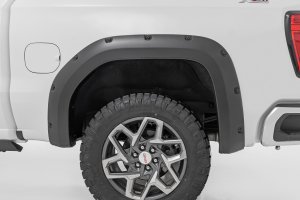 GMC Sierra 1500 Fender Flares - Rough Country - G6O Pacific Blue, Simulated riveted look - Flat Black - '19-'24